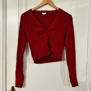 Garage red cropped cardigan